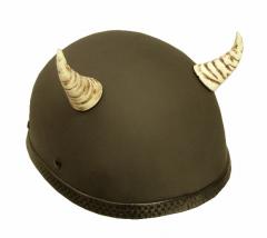 BONE GROOVED MOTORCYCLE HELMET DEMON HORNS